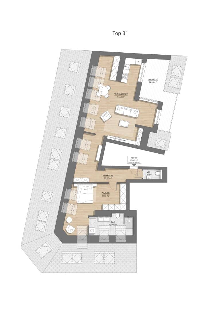 Dachgeschosswohnung Erstbezug Terrasse nahe U6