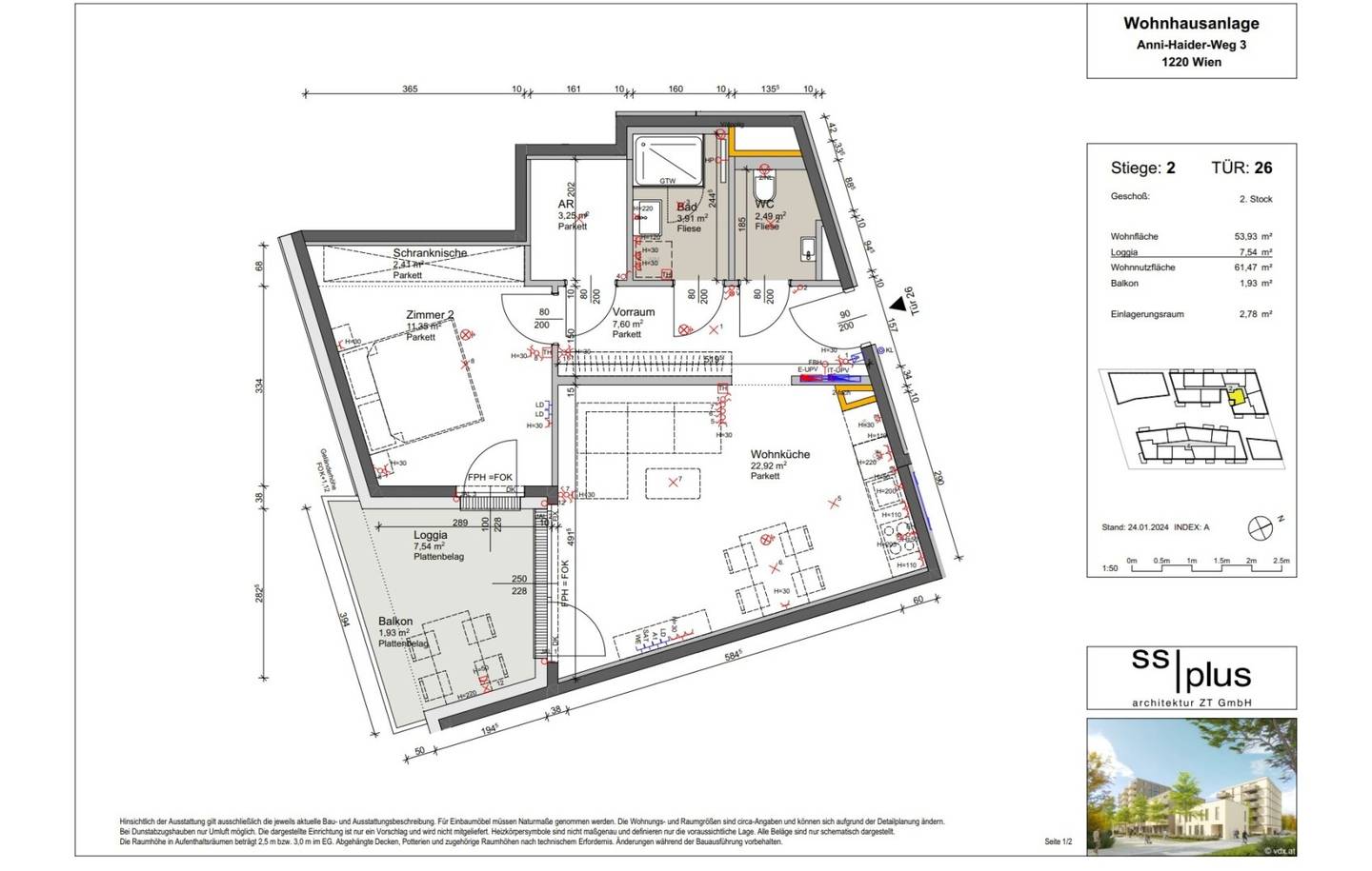 2-Zimmer-Wohnung mit Loggia nahe U2 Hausfeldstraße in Hirschstetten