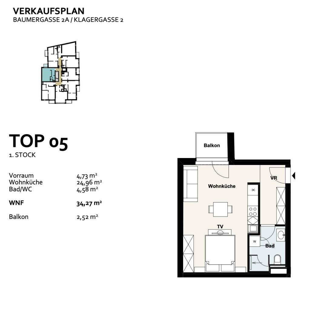 Baumer 21 Living - Top starter apartment, view of greenery ! Immediately available !