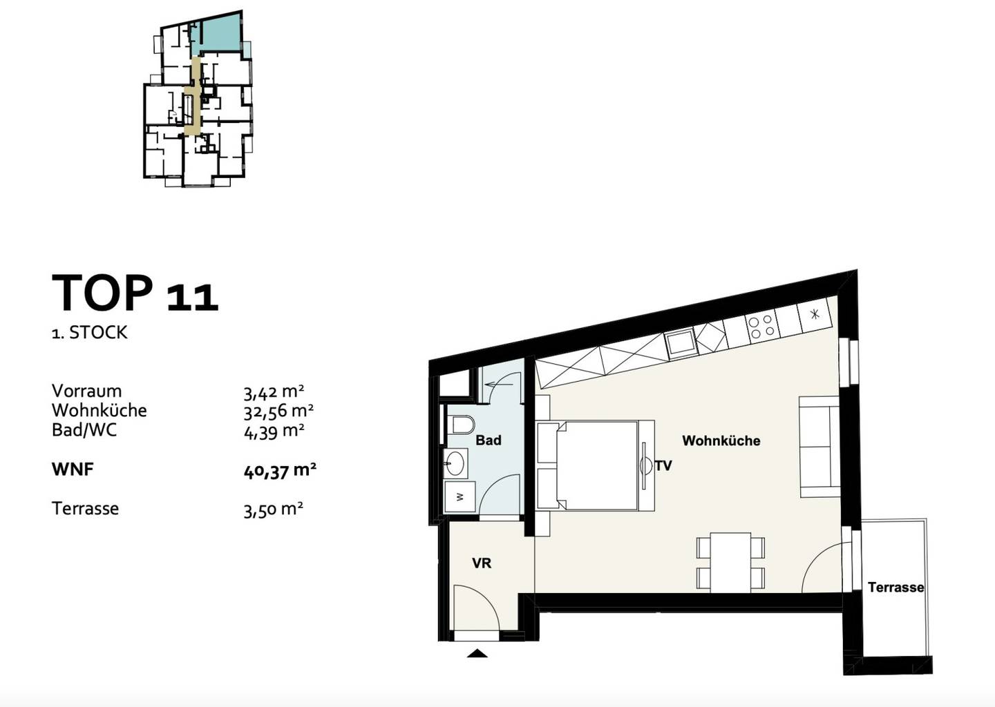 New build apartment terrace near U6 Floridsdorf