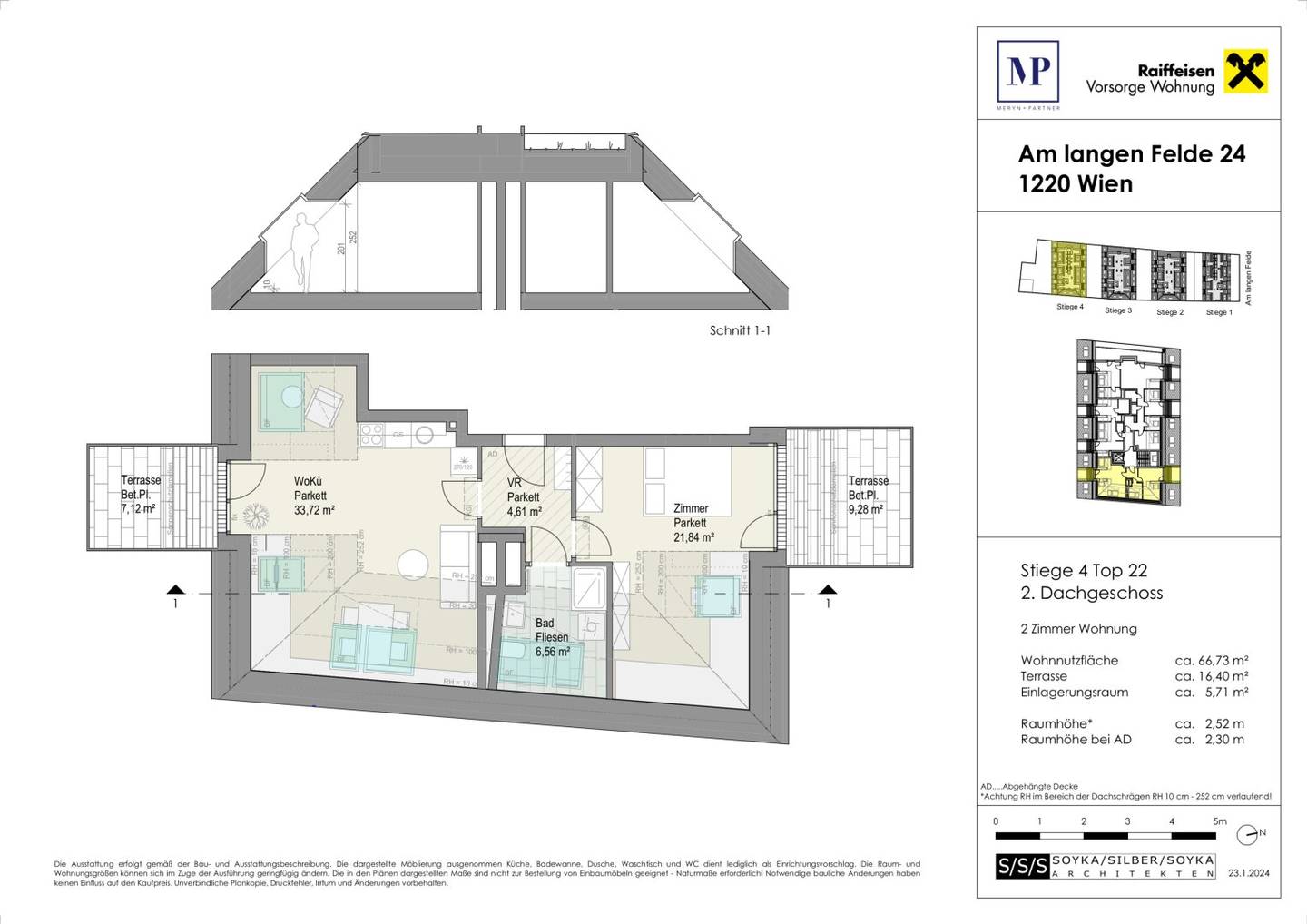 Newly built top floor apartment with terraces no commission