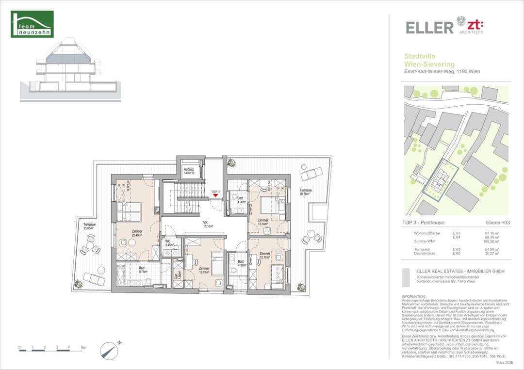 Penthouse with Roof Terraces in Döbling