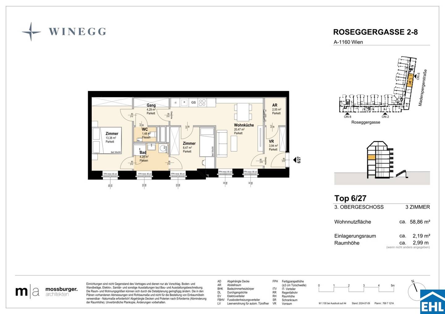 Wohnung near Wilhelminenberg with courtyard DGNB