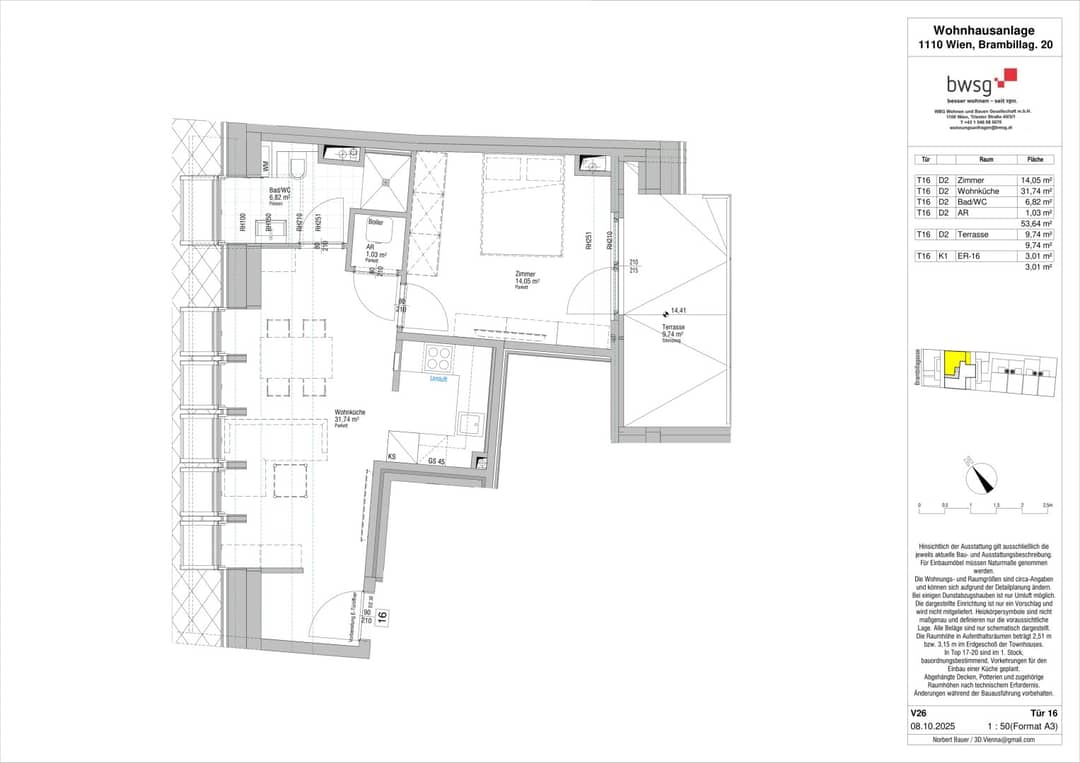 Attic apartment with terrace and U3 connection