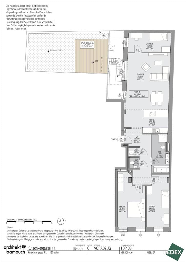 Am Kutschkermarkt | Exklusive 4-Zimmer-Altbauwohnung mit rund 14 m² großer Terrasse und Grünfläche