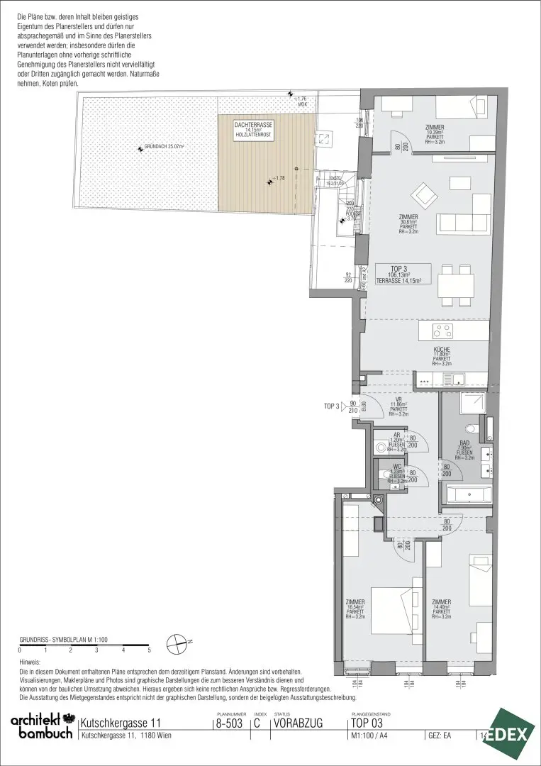 Am Kutschkermarkt | Exklusive 4-Zimmer-Altbauwohnung mit rund 14 m² großer Terrasse und Grünfläche