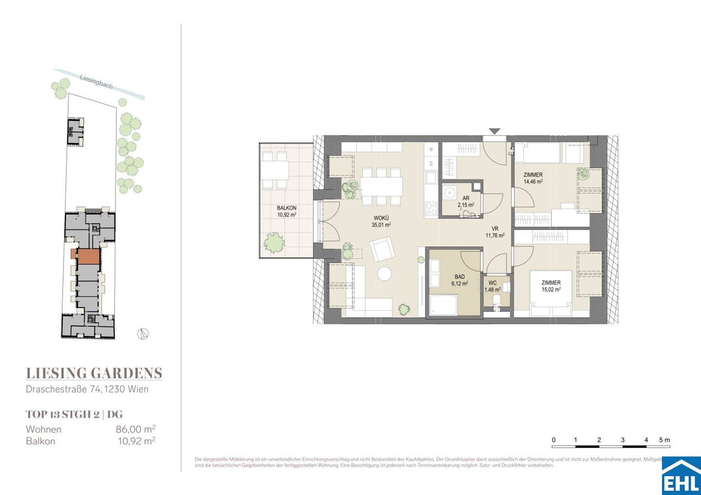 New build apartment with balcony and geothermal