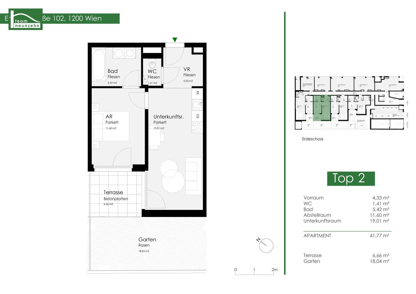 Innenhof-Gartenwohnung in direkter Nähe zur U6 und S-Bahn Handelskai sowie Millennium City! Ab Dezember verfügbar!