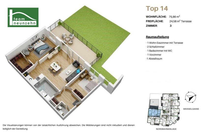 3-Zimmer Neubauwohnung mit Terrasse in Floridsdorf