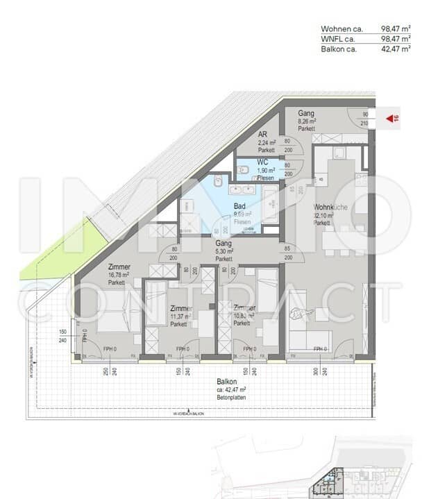 Wohnung Erstbezug Wienerwaldblick Balkon