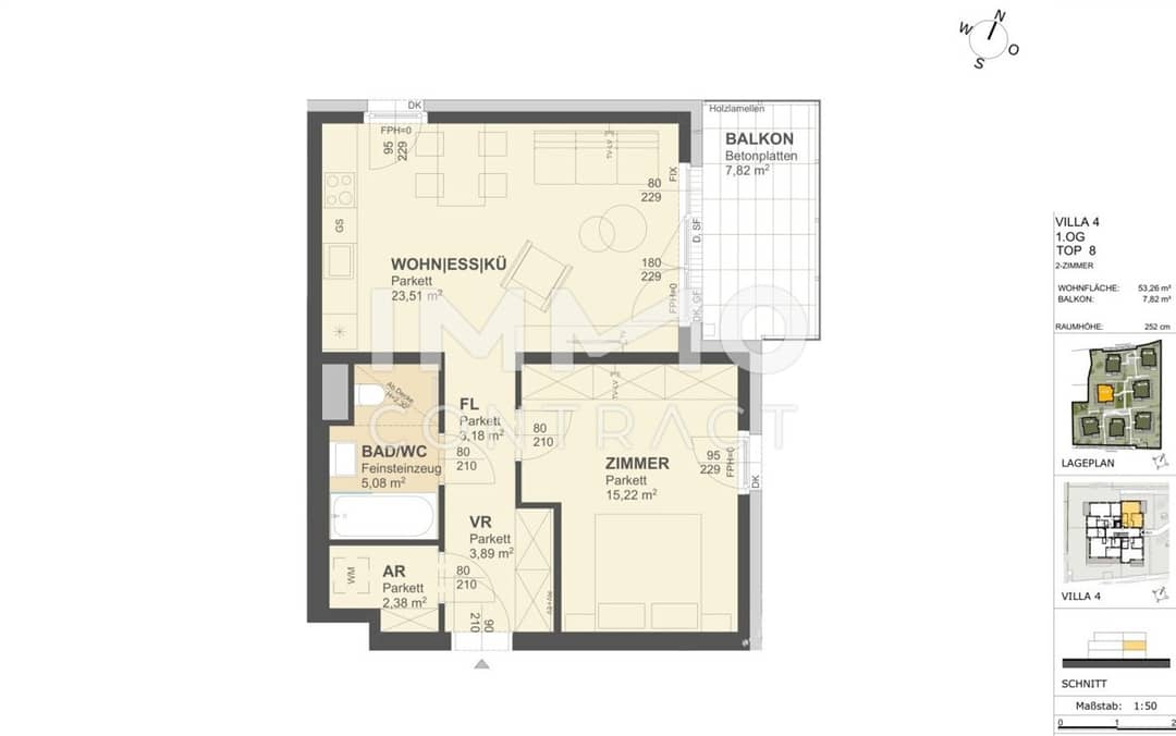Wohnung mit Balkon Göttweigblick in Grünlage