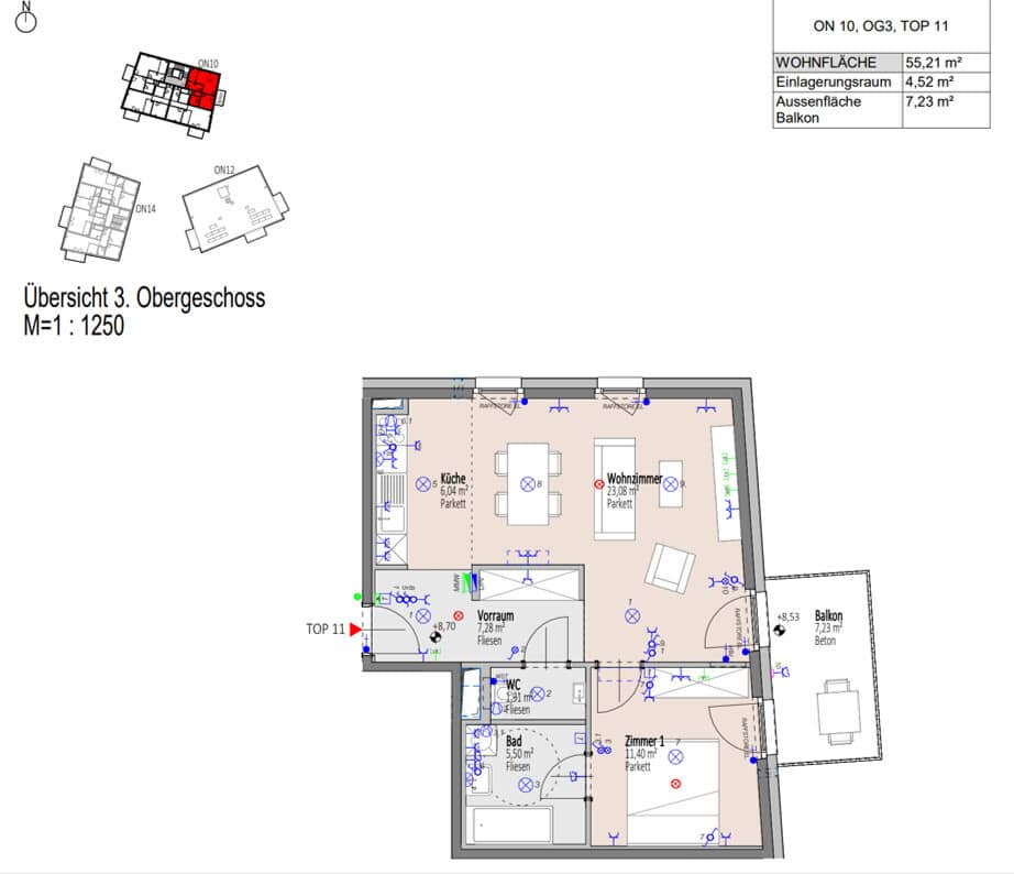 Erstbezug Wohnung mit Ost Balkon Viertel Grün