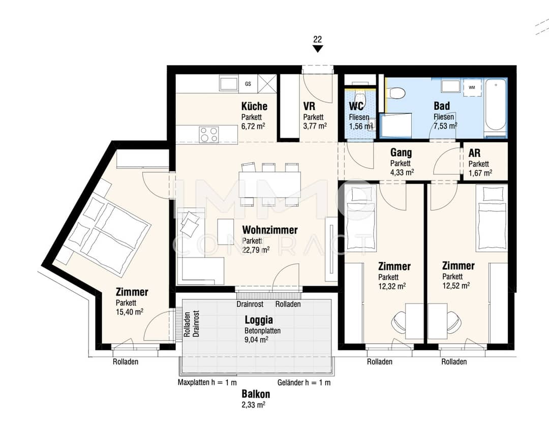 Wohnung Erstbezug mit Geothermie und Balkon