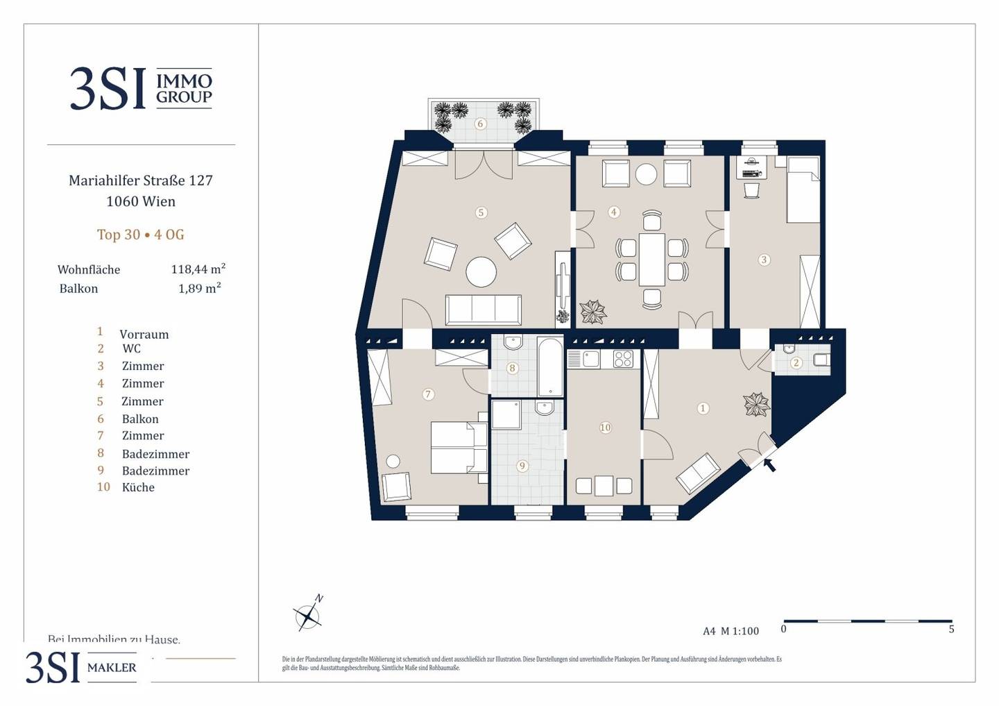 Wohnung lichtdurchfluteter Altbau mit hohen Decken und Balkon