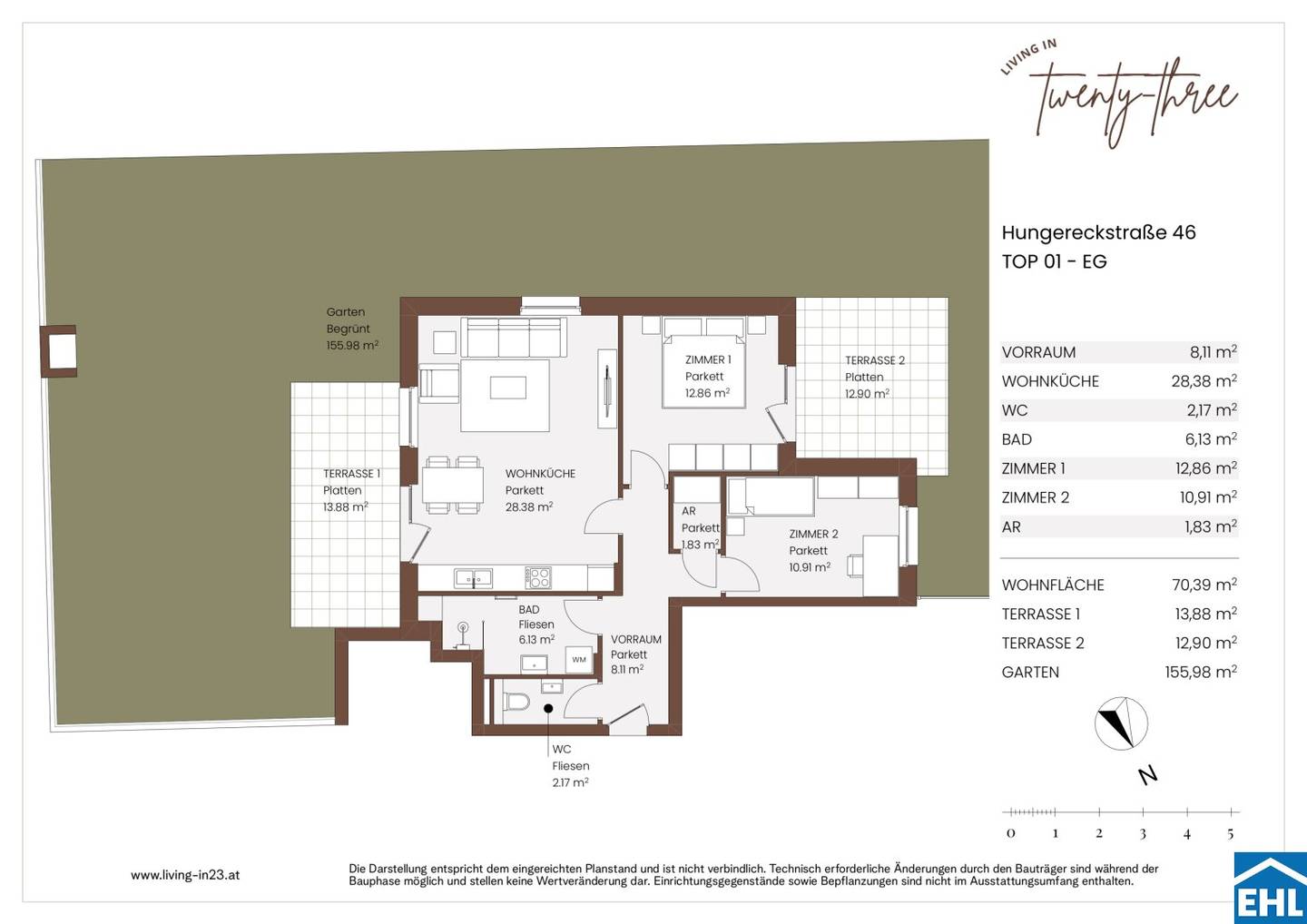 Neubauwohnung mit Garten und Terrasse nahe SCS