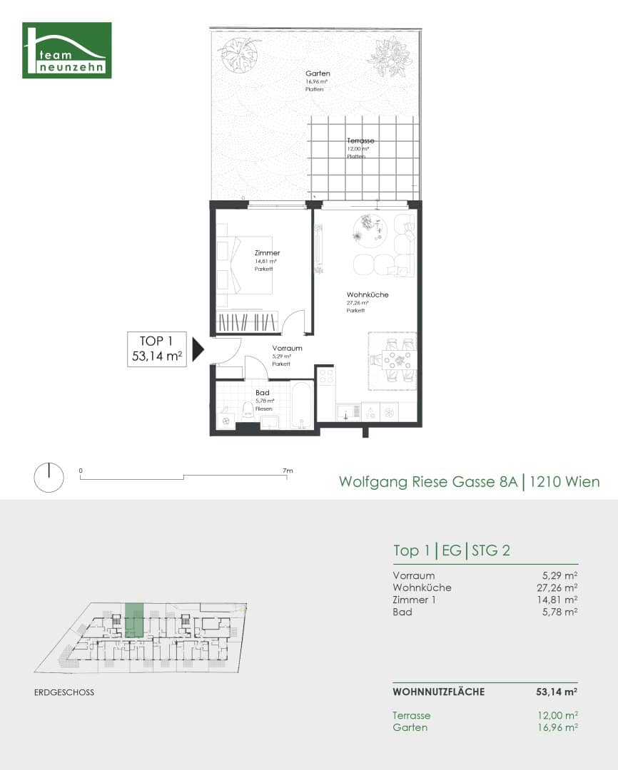 Wohnung mit Garten und Terrasse im Neubau