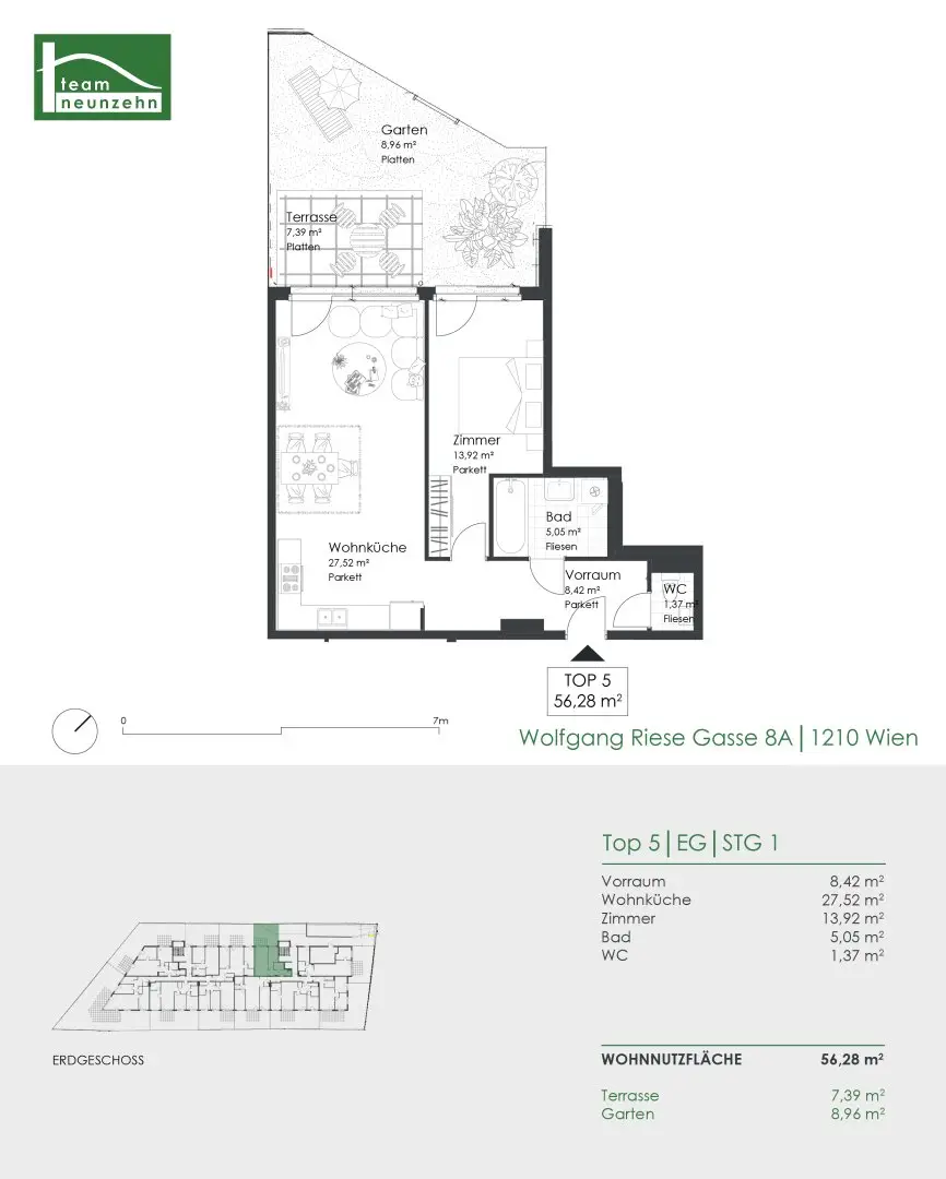 New build apartment with garden near Old Danube