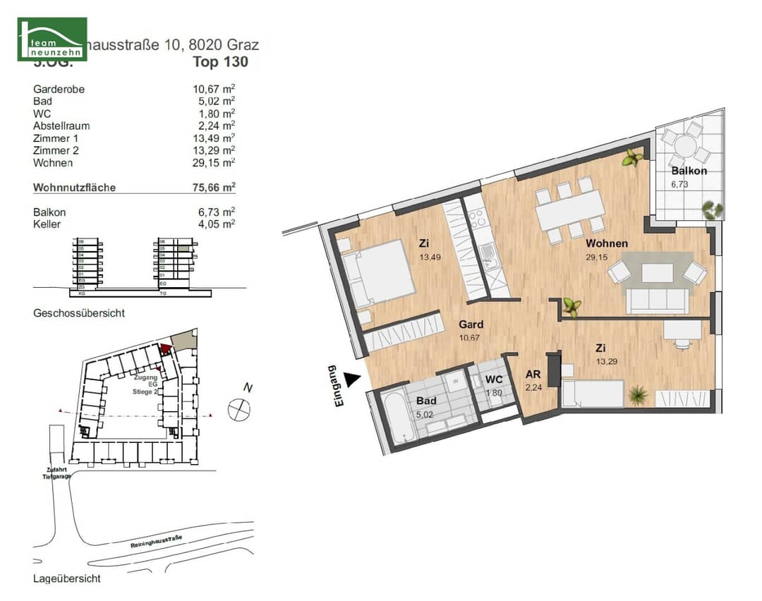New build apartment with balcony commission free