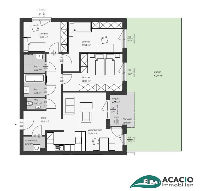 Wohnung mit Garten in Ober Grafendorf Holzbau