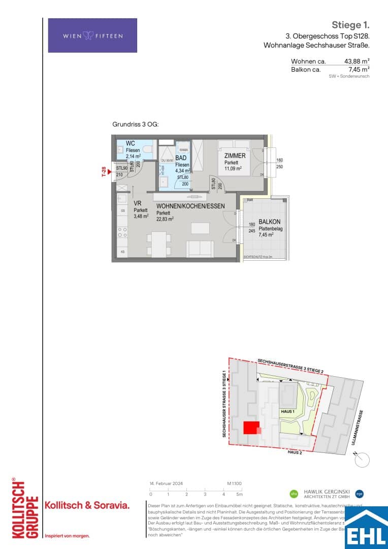 Newly built balcony apartment near U6