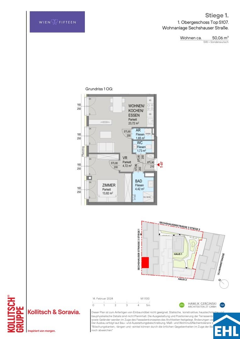 Neubauwohnung nahe U6 im Innenhof mit Solaranlage