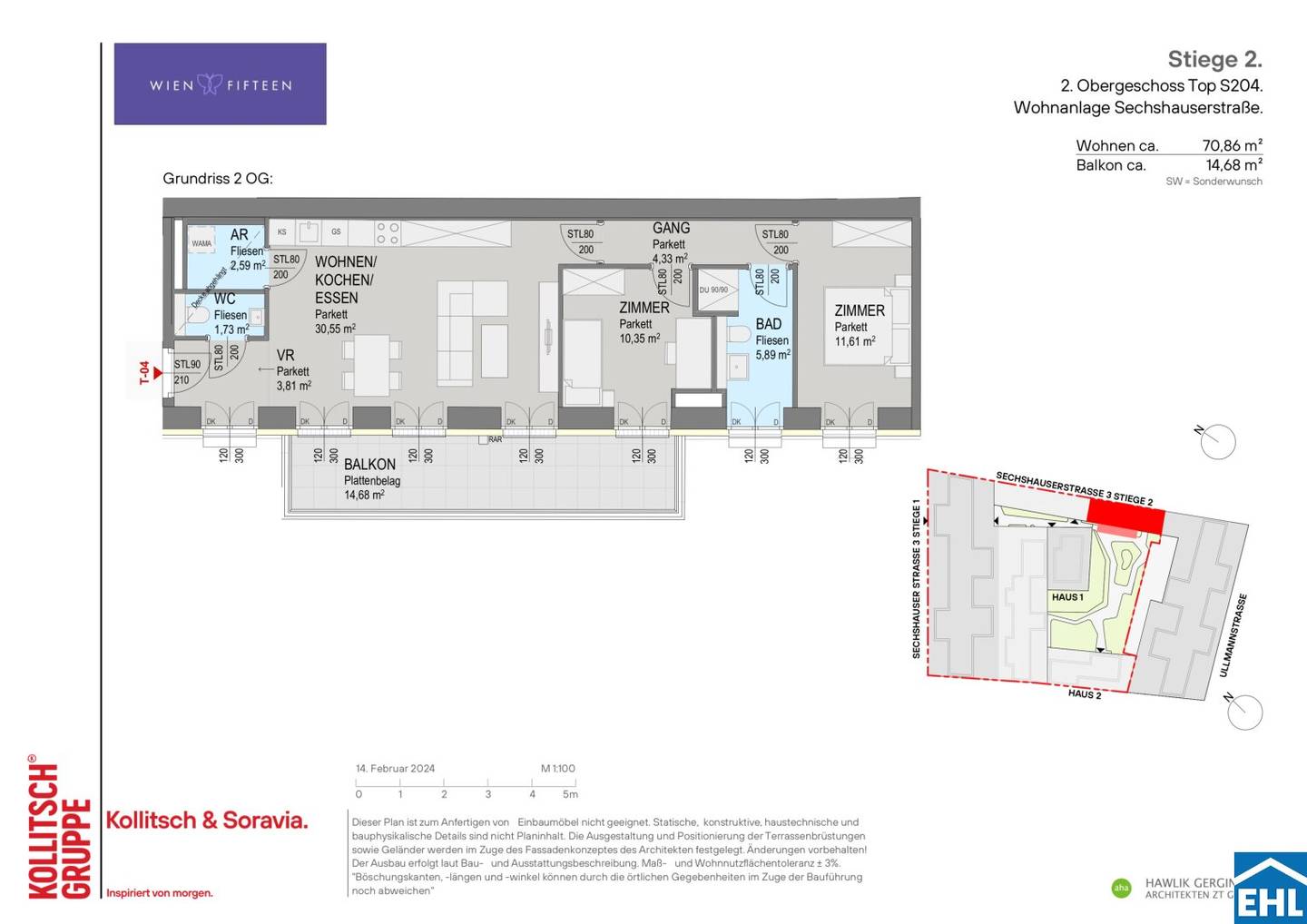 New build apartment near U6 with inner courtyard