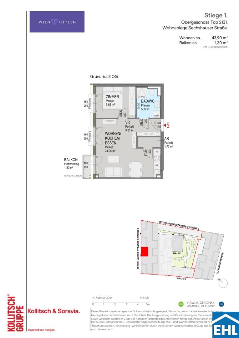 Wohnung Erstbezug im Fifteen nahe U6