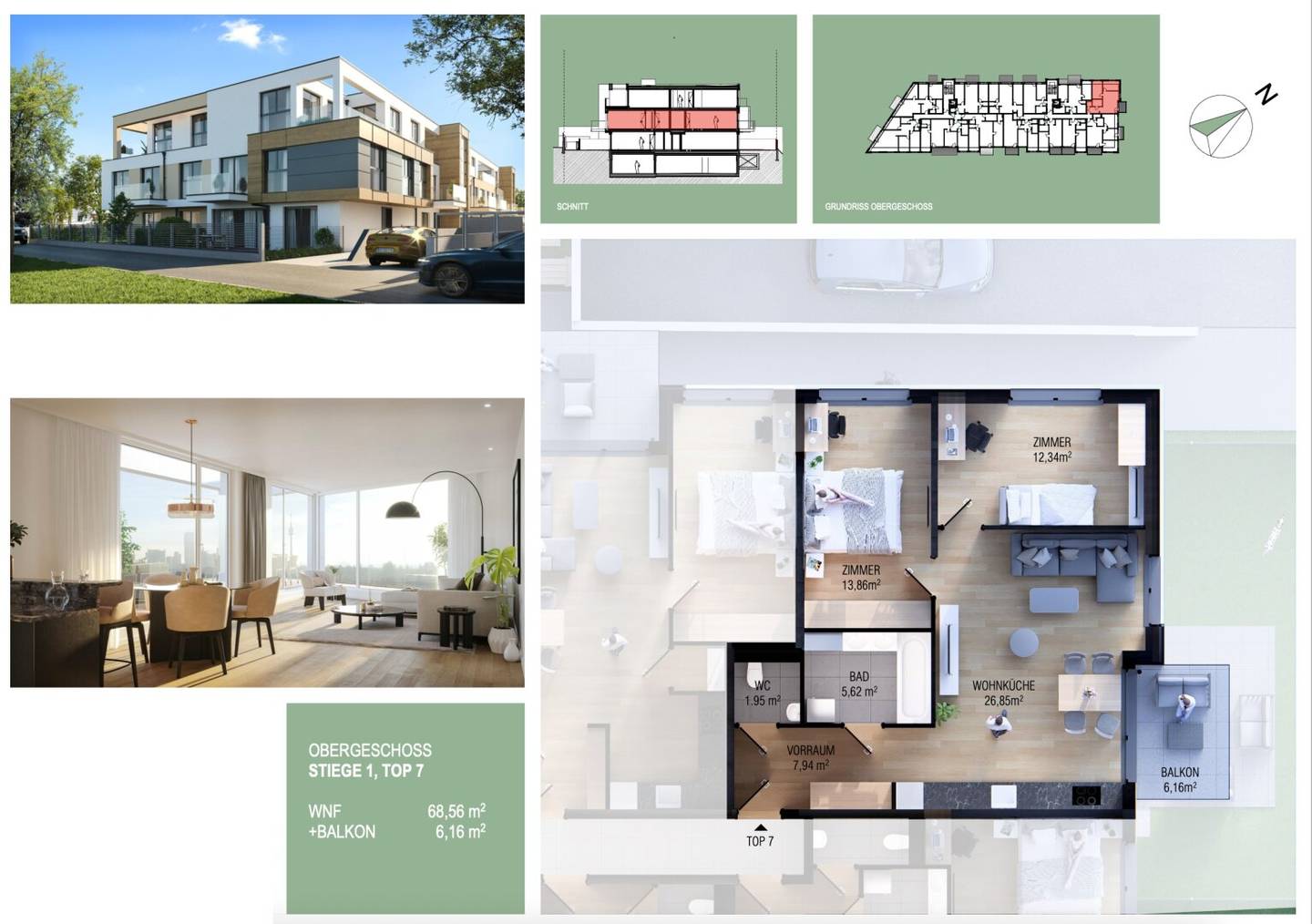 Wohnung im Neubau mit Loggia und Tiefgarage