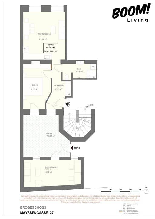 Revitalisierte Gartenwohnung mit Terrasse und Innenhofblick