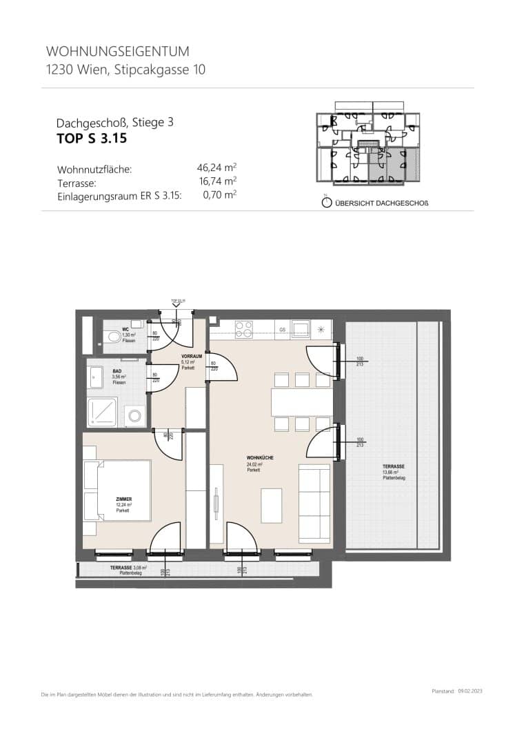 Dream attic apartment in first occupancy 2 rooms with terrace