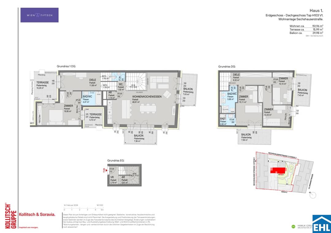 Wohnung in Wien 15, Sechshauser Straße – 151,79 m², Balkon, 5 Zimmer