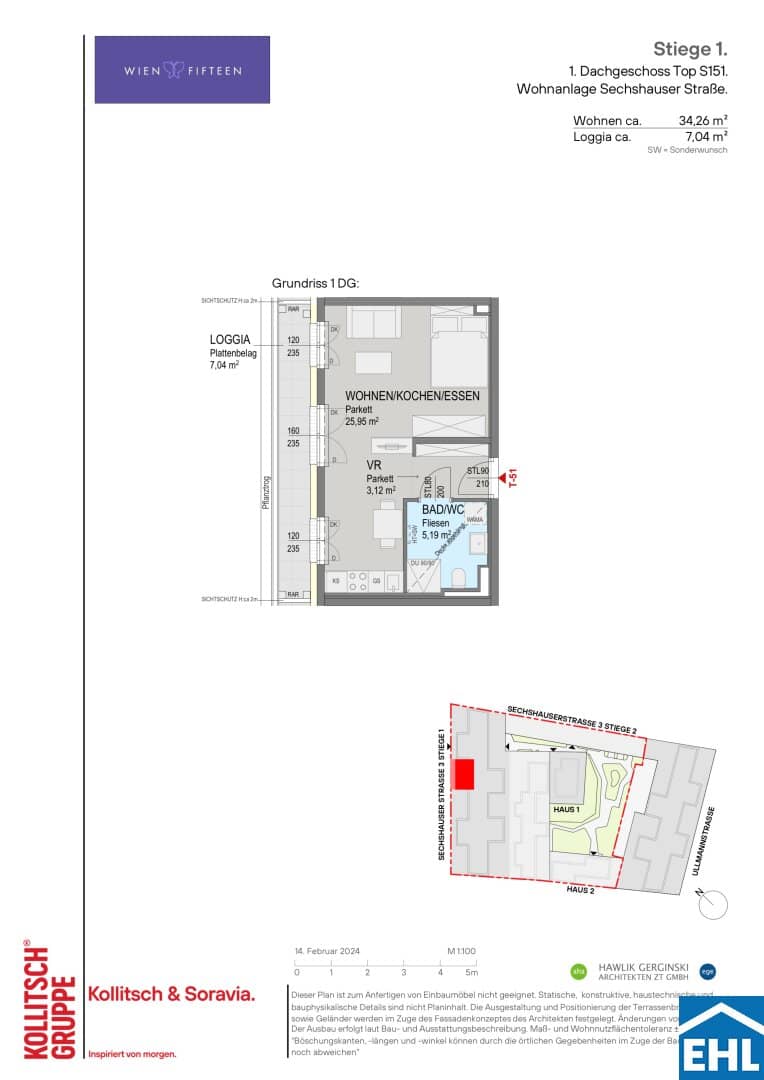First occupancy apartment with loggia near U6