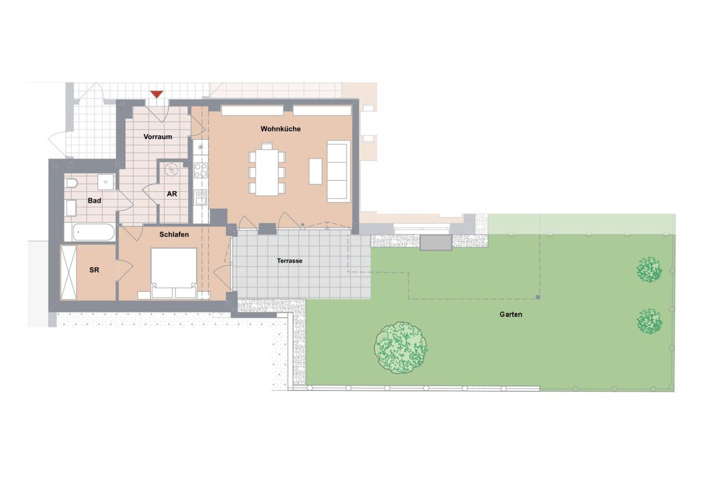 Neubauwohnung mit Privatgarten und Terrasse