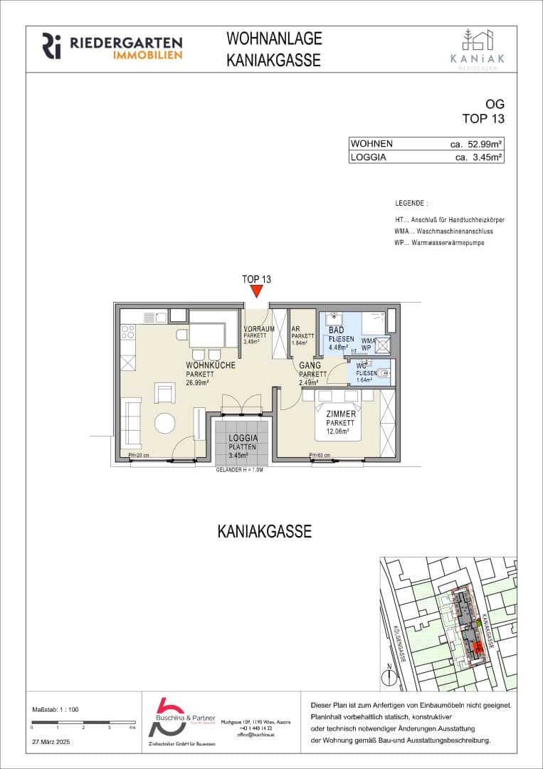 Newly built apartment first occupancy with loggia near U3 Simmering