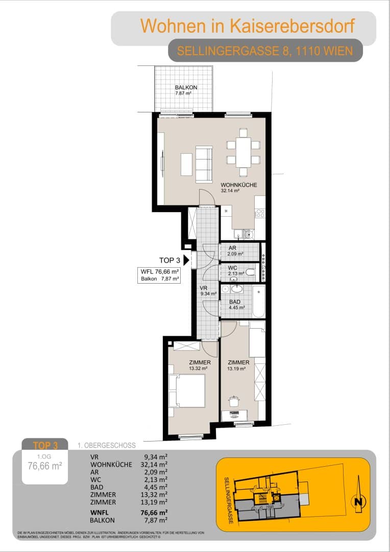 Apartment in new build with terrace