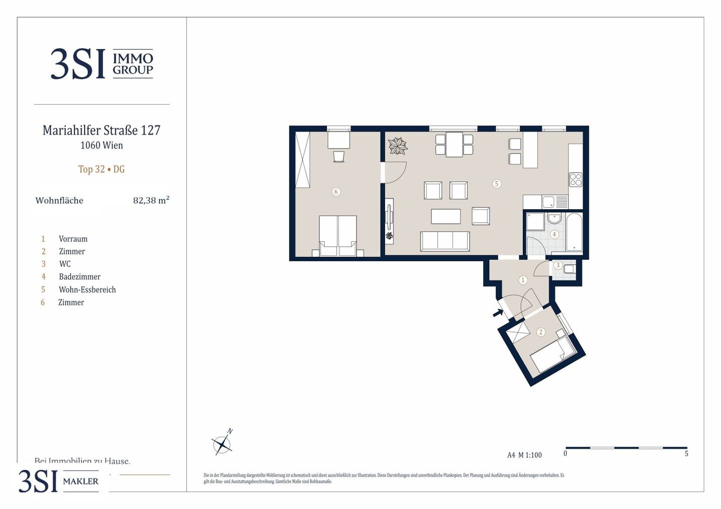 MAHÜ127: Residieren wie ein König - Lichtdurchflutete Dachgeschoßwohnung in Top-Lage des 6. Bezirks