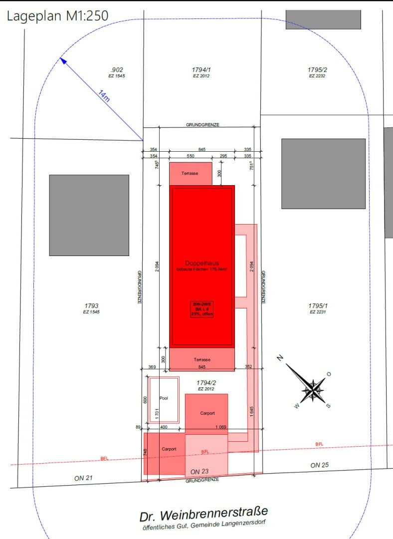 Baurechtsgrundstück in Langenzersdorf mit Baugenehmigung für Doppelhaus