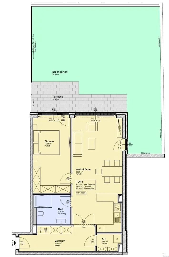 New build apartment with terrace and garden