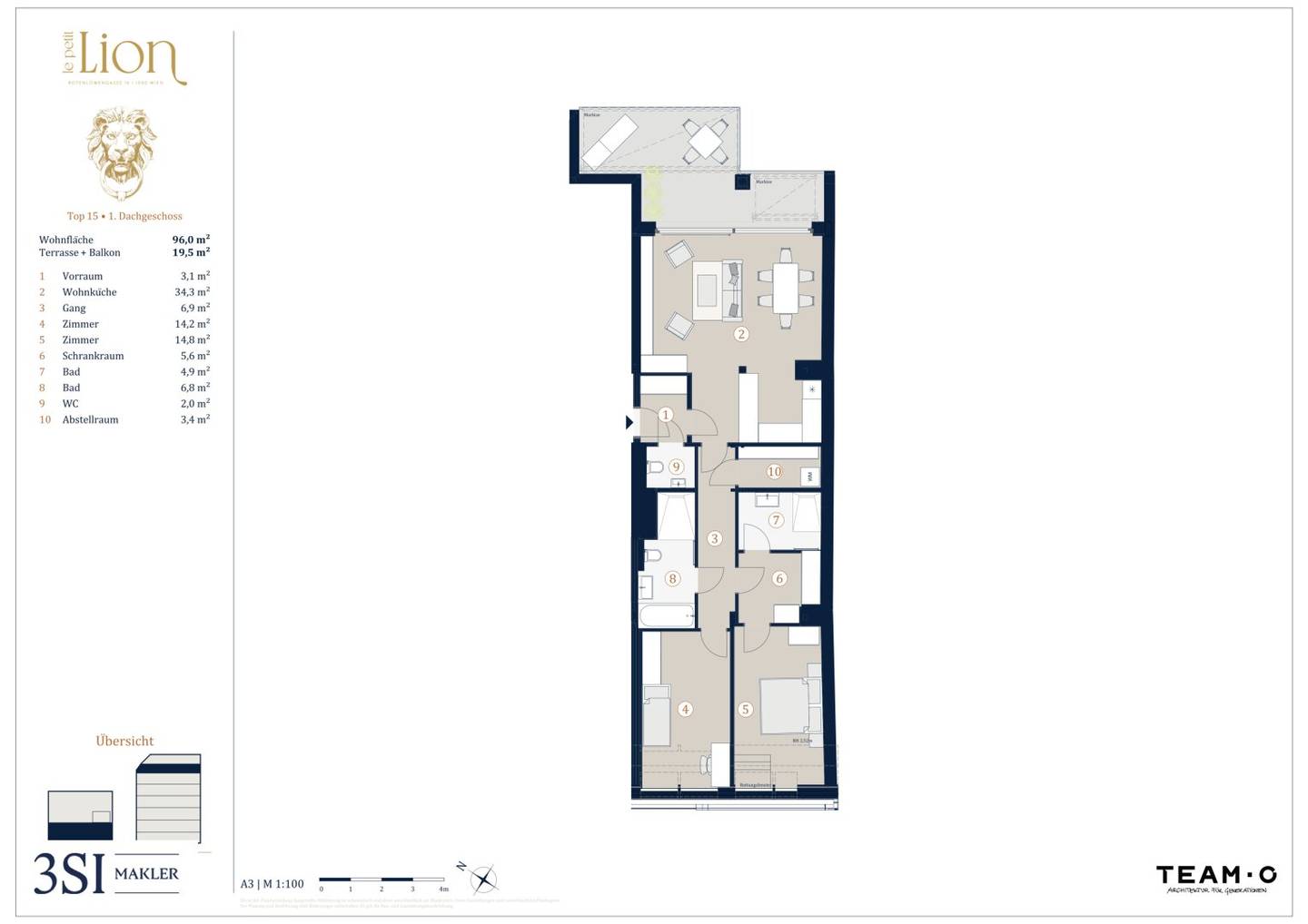 Attic apartment in Servitenviertel with terrace