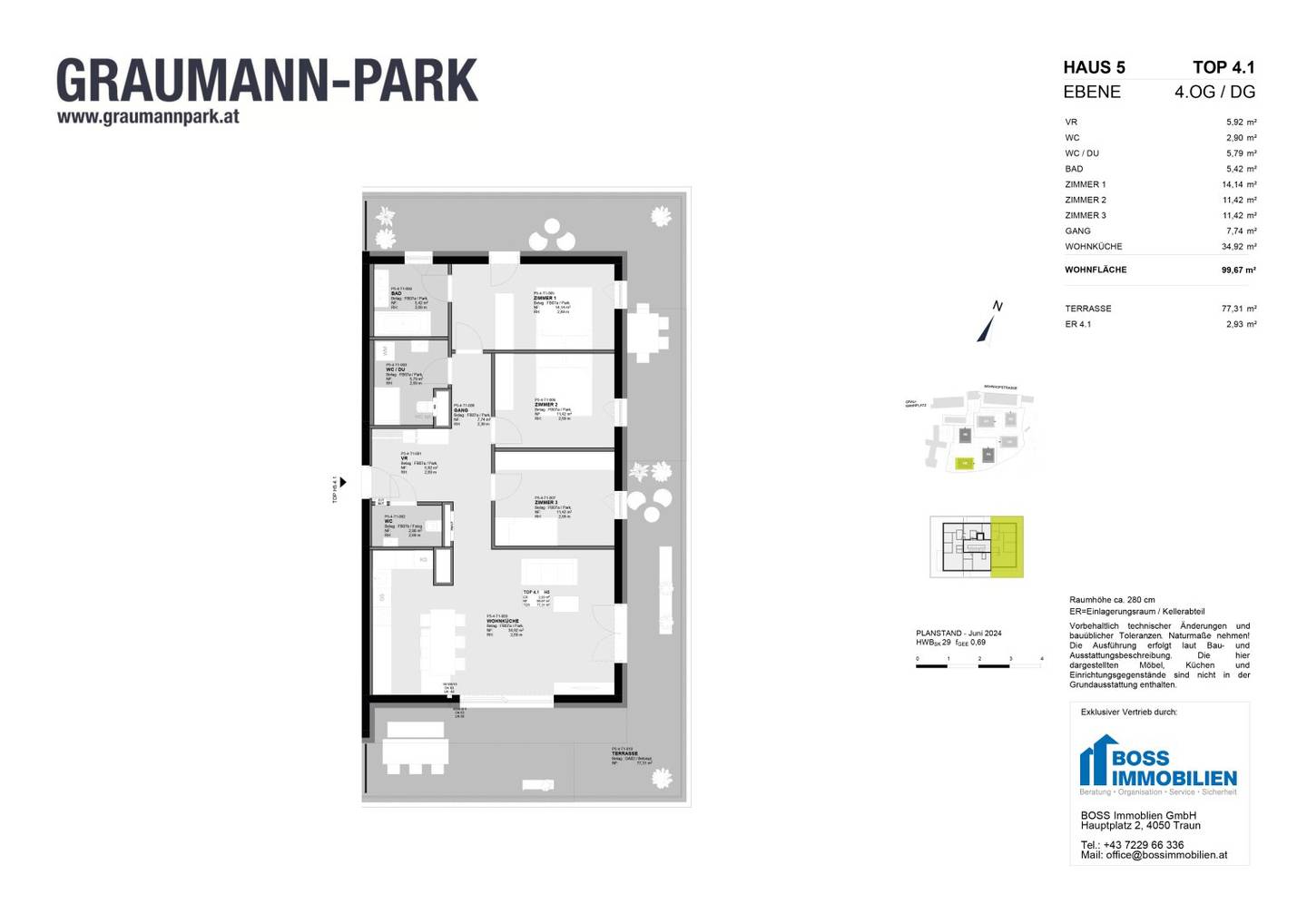 Penthouse in Graumann Park Traun with Terrace