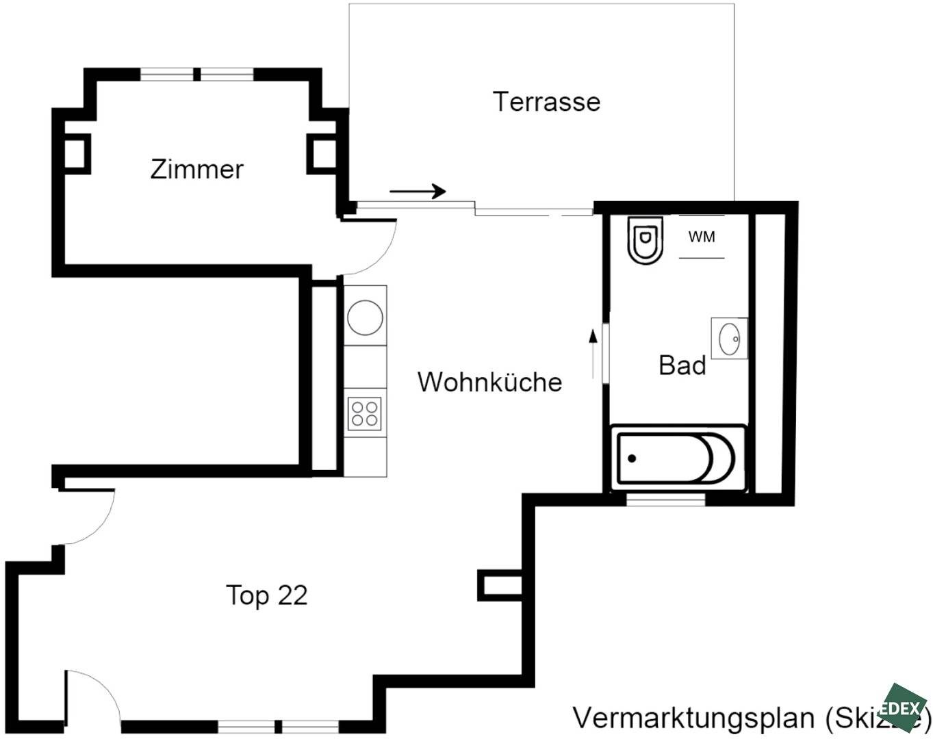 Wohnung Dachgeschoss mit Terrasse und Klimaanlage