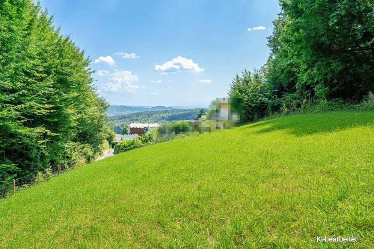 Elevated 911 m² building plot with 5,000 m² private woodland in Stattegg