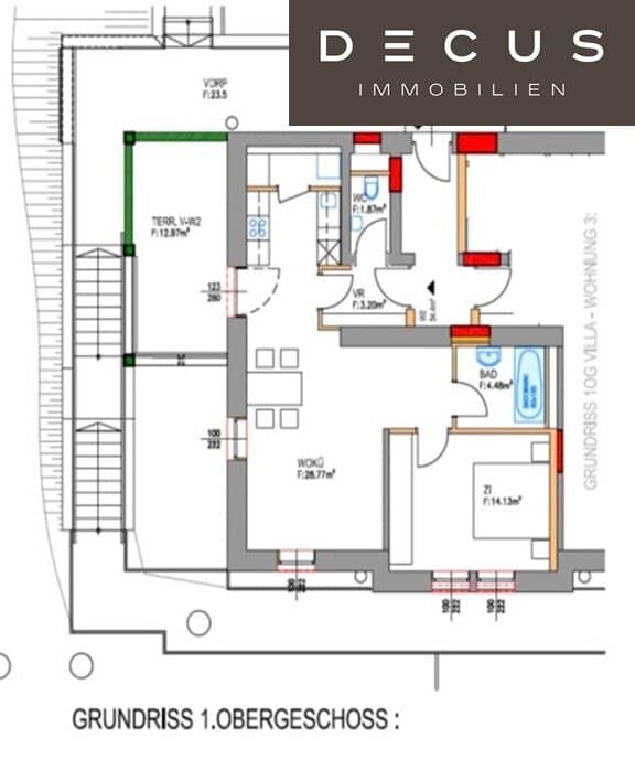 Charming 2-room apartment with generous SW terrace in beautiful old villa bright and cozy ideal for students singles or couples near Med-Uni top location