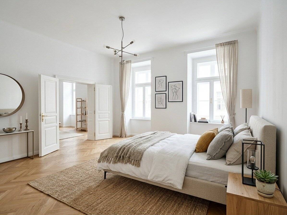 Denkmalgeschützte Wohnung mit Fußbodenheizung
