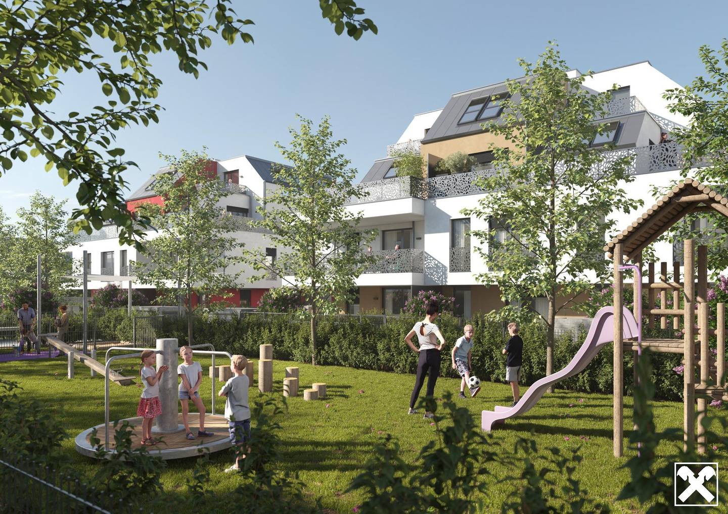 New build apartment with balcony in quiet green setting