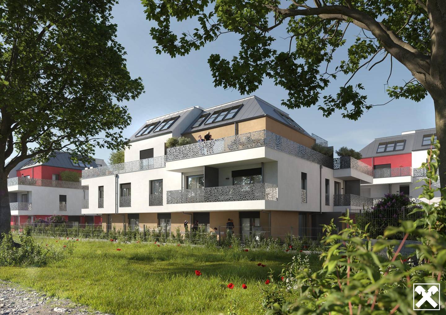 New build apartment with balcony in quiet green setting