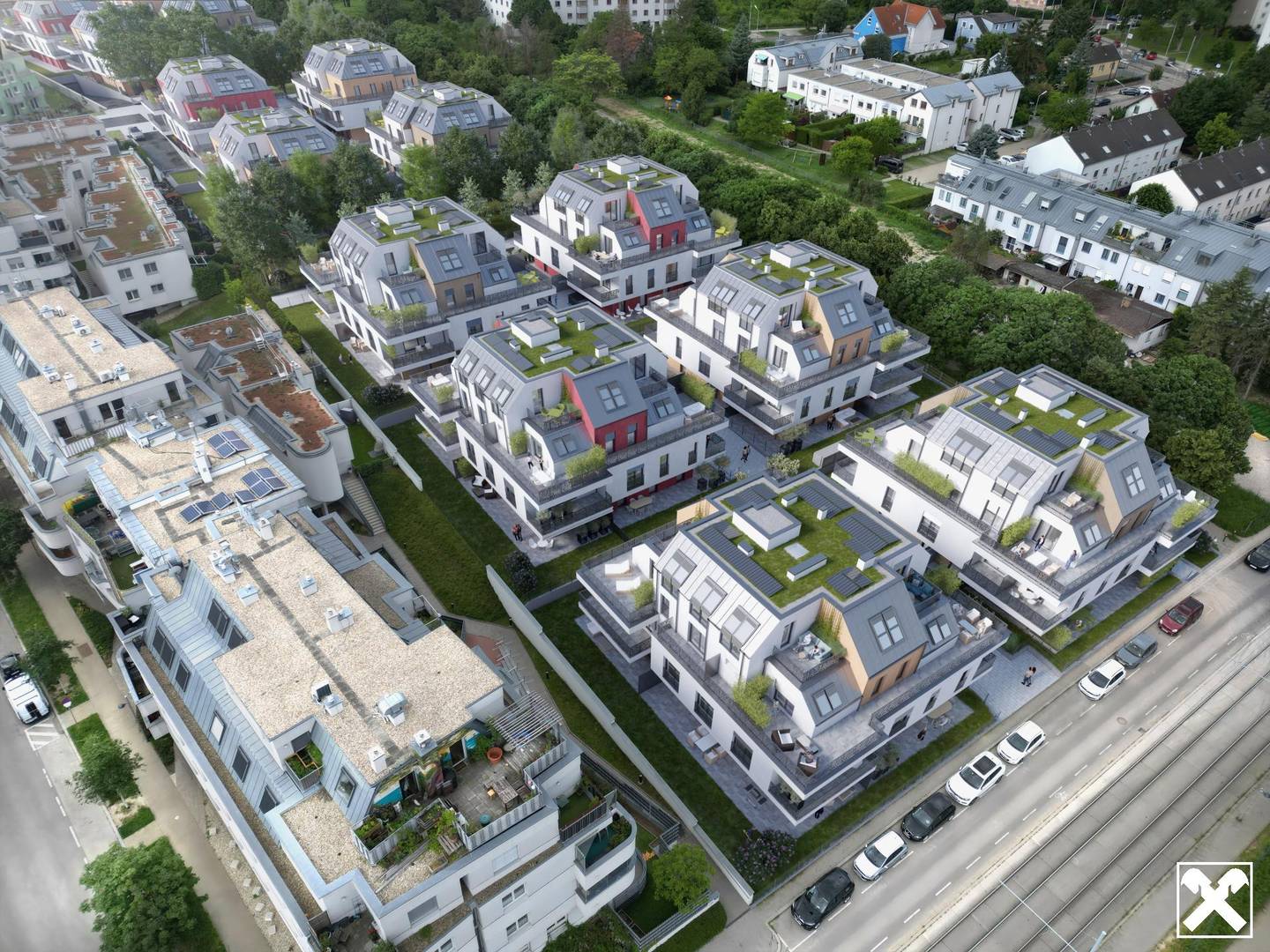 New build apartment with balcony in quiet green setting