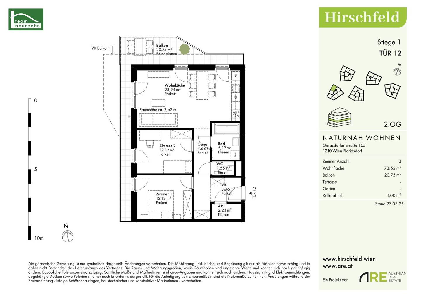Investment apartment new build balcony in woodland