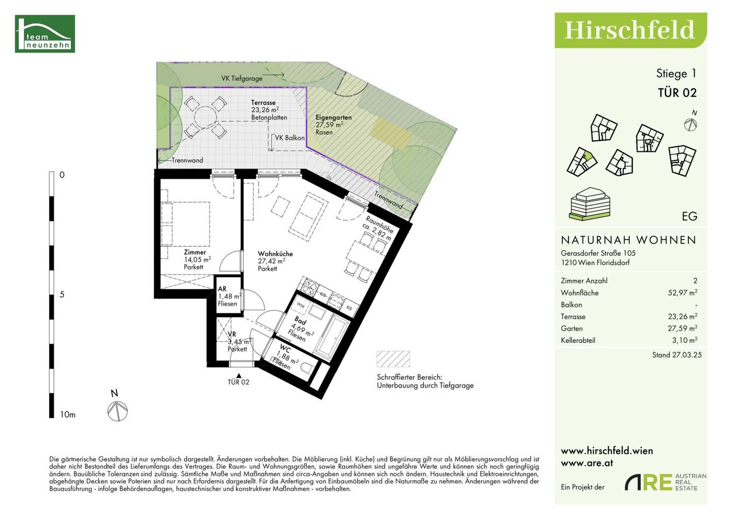 Dream garden apartment in a quiet location with energy efficient geothermal heating in the sought-after Hirschfeld - naturnah wohnen Commission free