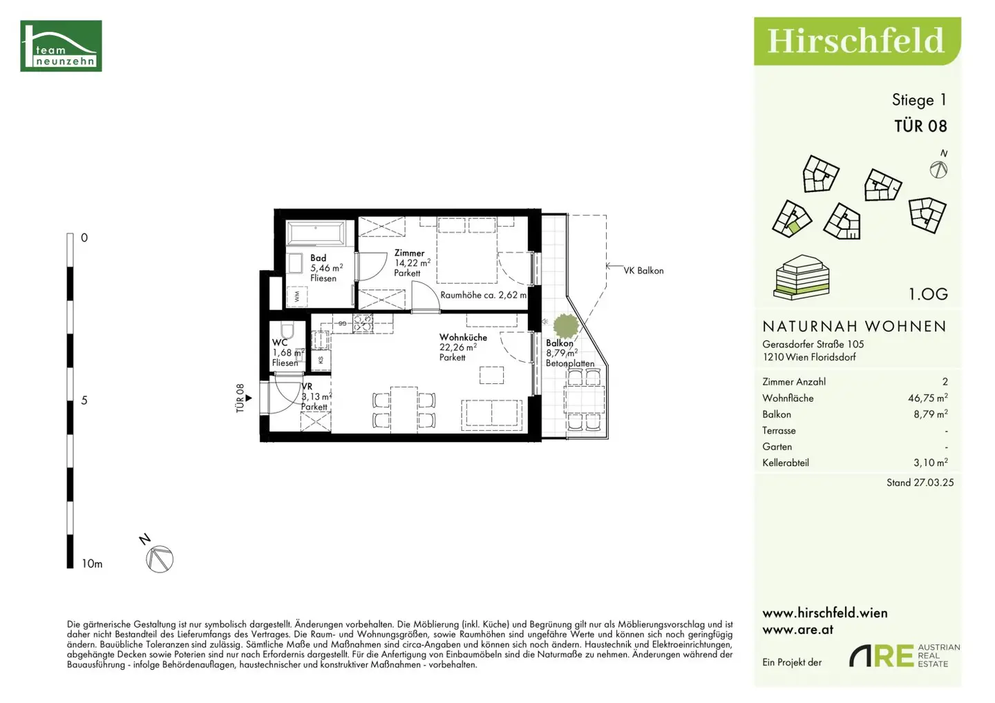 Gratuliere - Ihre neue Wohnung - Provisionsfreie 2-Zimmer mit Balkon im "Hirschfeld - naturnah wohnen" - sofort beziehbarer Neubau